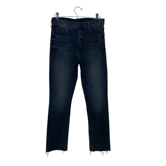 MOTHER Denim - MOTHER Jeans Size 28 The Pixie Dazzler Ankle Fray Wash In Night Shadow Black